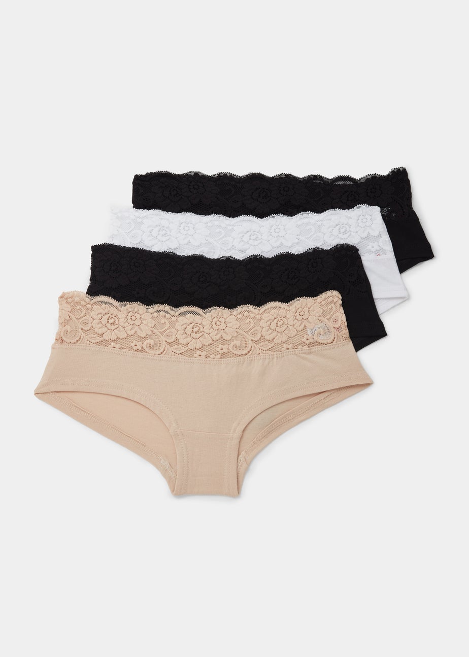 4 Pack Lace Trim Short Knickers