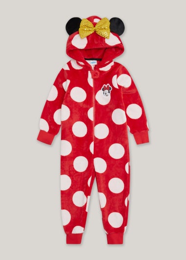 Kids Red Disney Minnie Mouse Spot Onesie (9mths-6yrs)