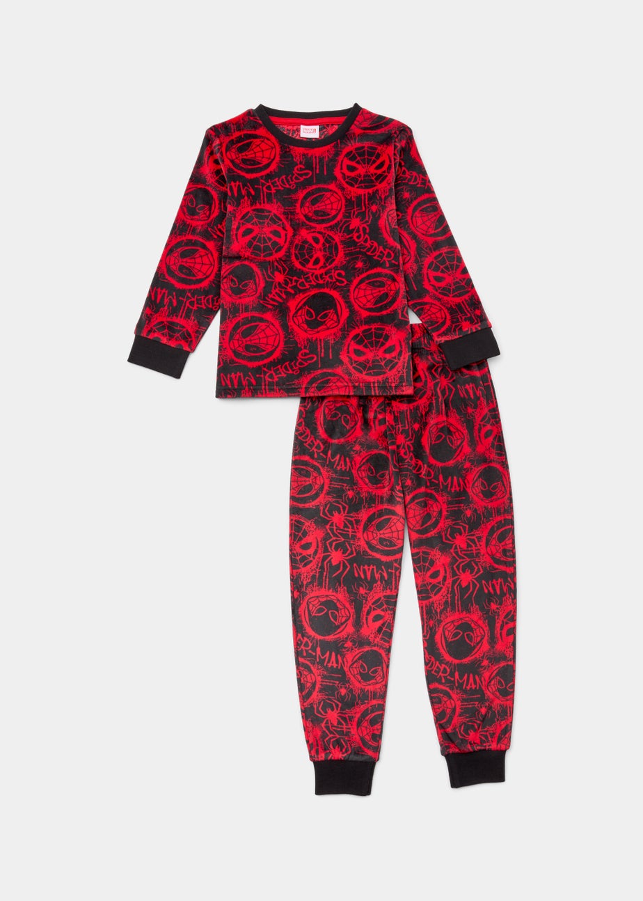 Kids Black Marvel Spider-Man Fleece Pyjama Set (18mths-8yrs)