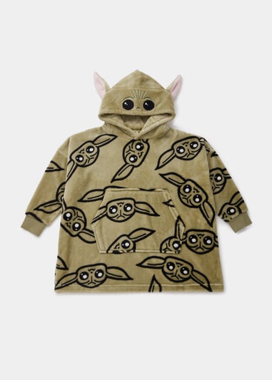 Kids Green Star Wars Mandalorian Baby Yoda Snuggle Hoodie (4-13yrs)