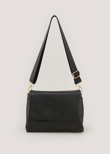 Black Triple Compartment Cross Body Bag