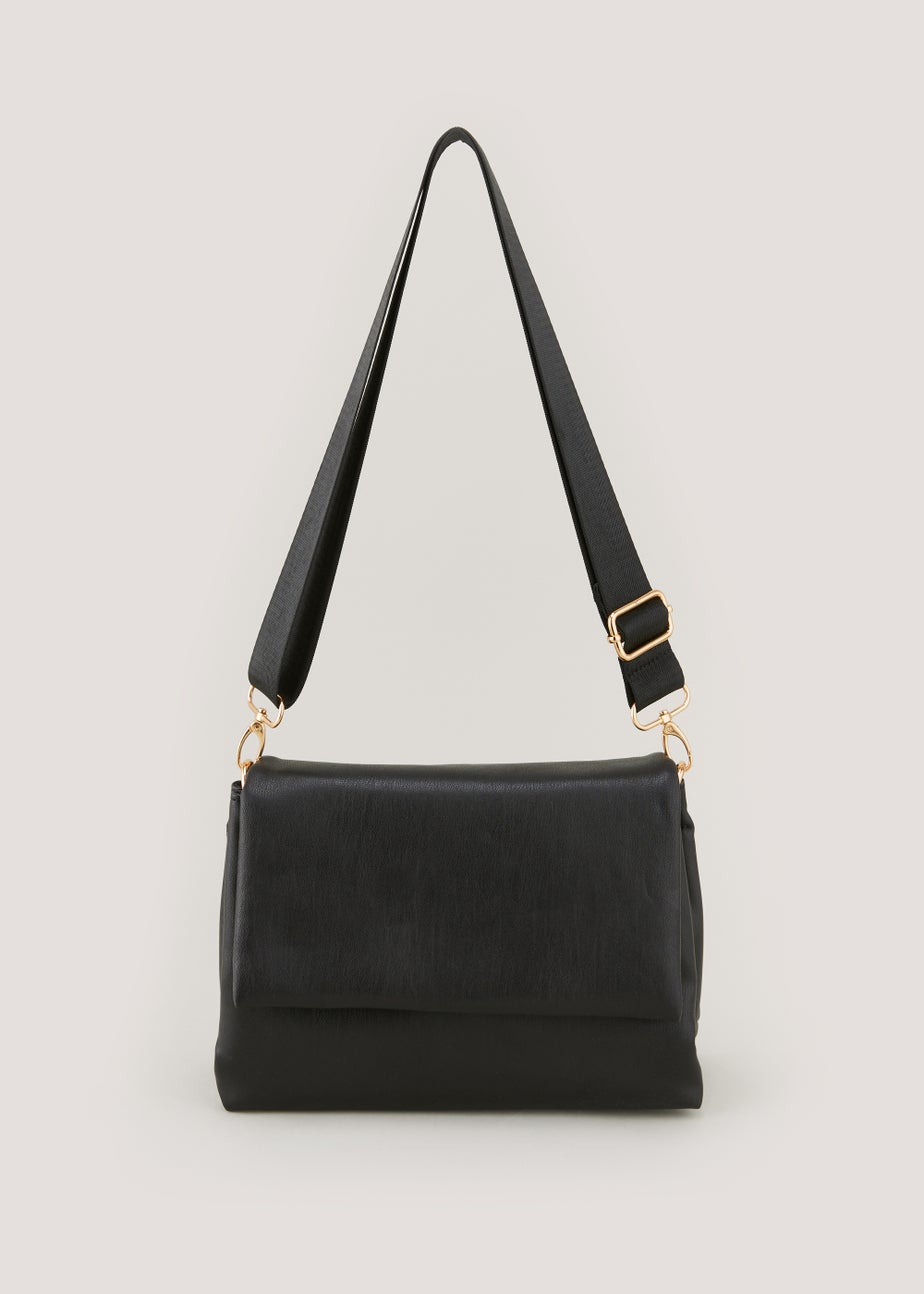 Black Triple Compartment Cross Body Bag