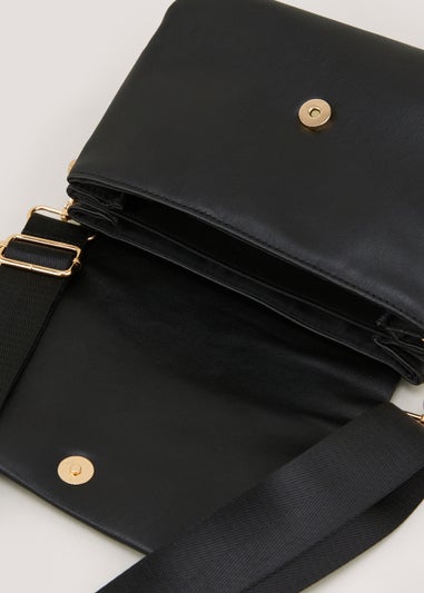 Black Triple Compartment Cross Body Bag