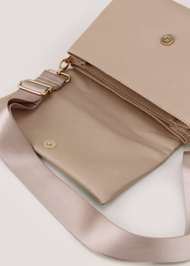 Taupe Triple Compartment Cross Body Bag