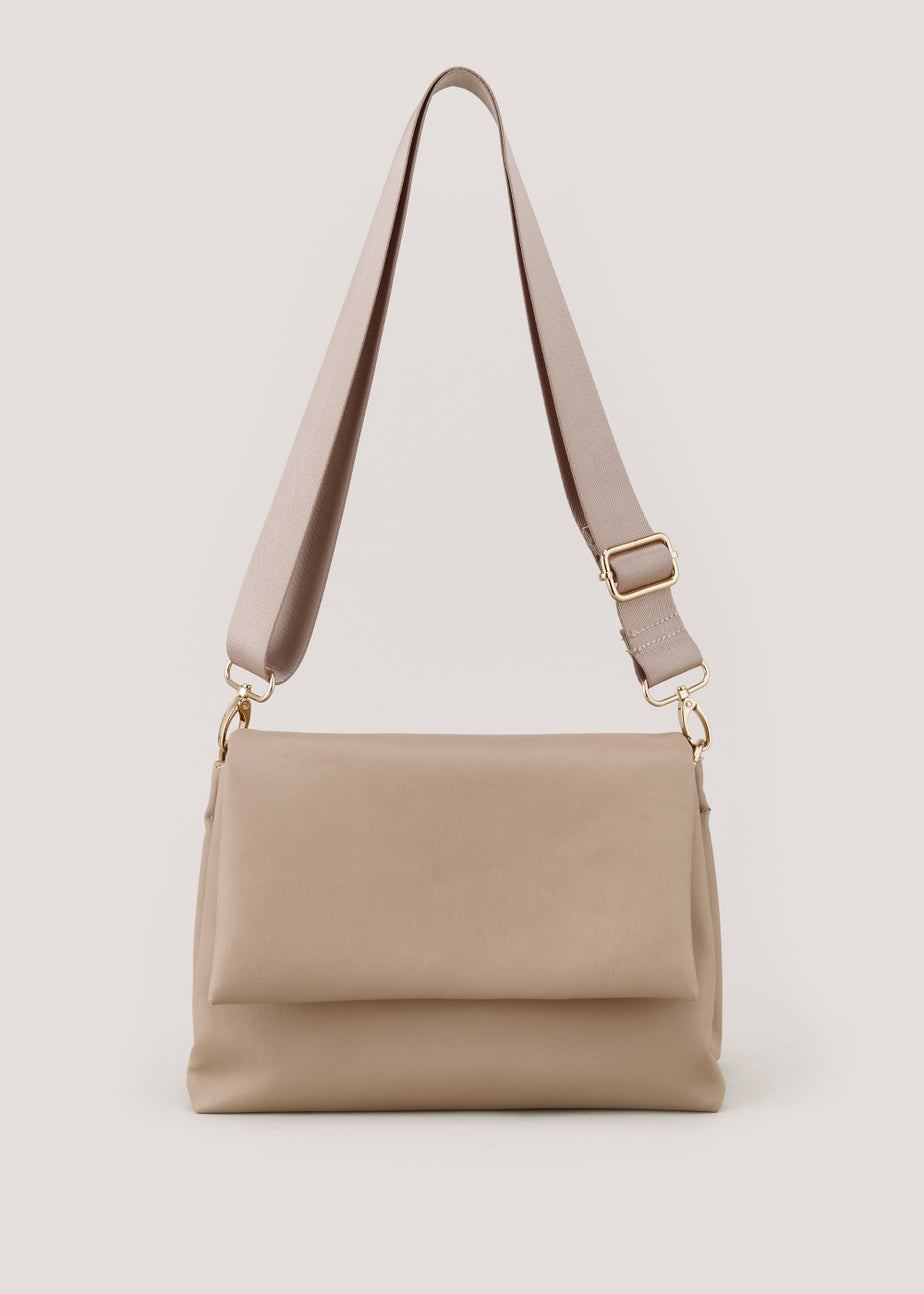 Taupe Triple Compartment Cross Body Bag