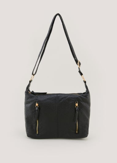 Black Washed Slouch Cross Body Bag