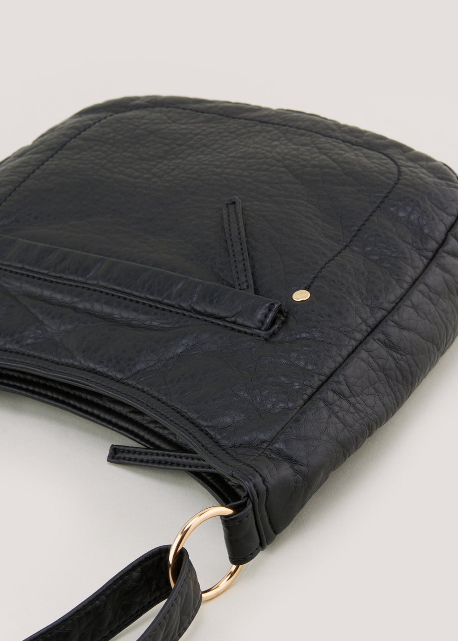 Black Washed PU Messenger Bag