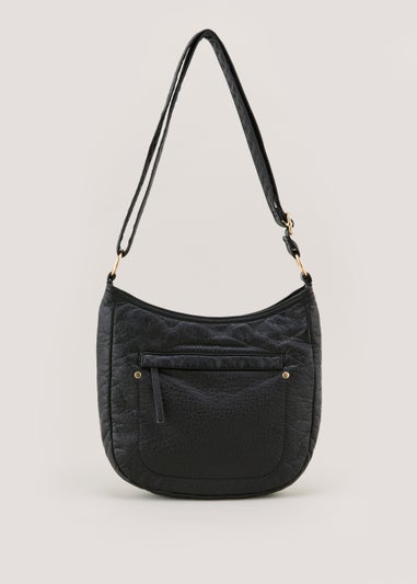 Black Washed PU Messenger Bag