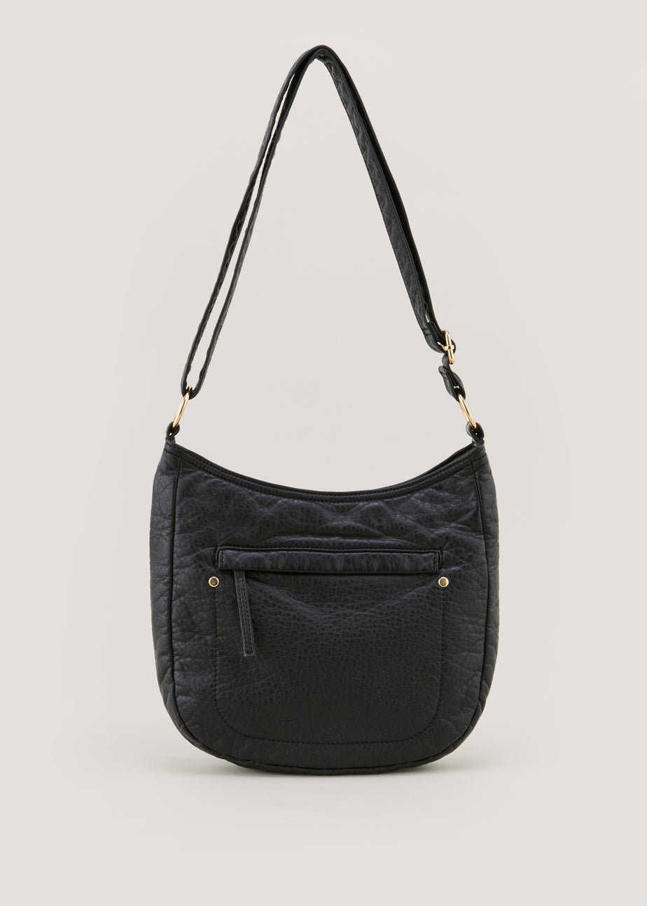 Black Washed PU Messenger Bag
