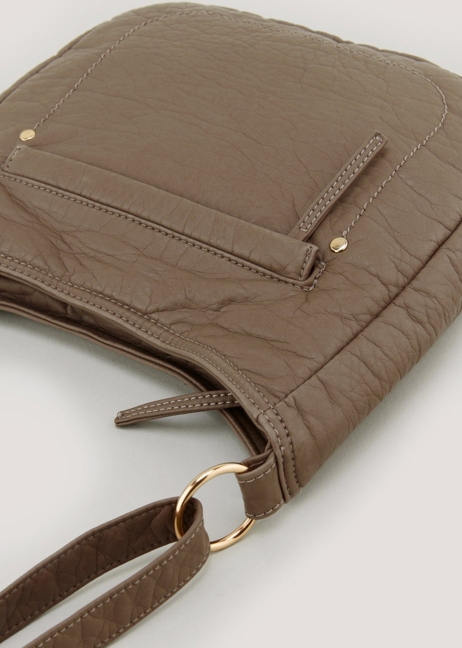 Taupe Washed PU Messenger Bag