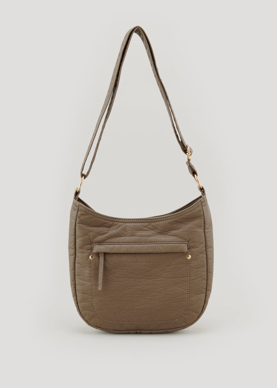 Taupe Washed PU Messenger Bag