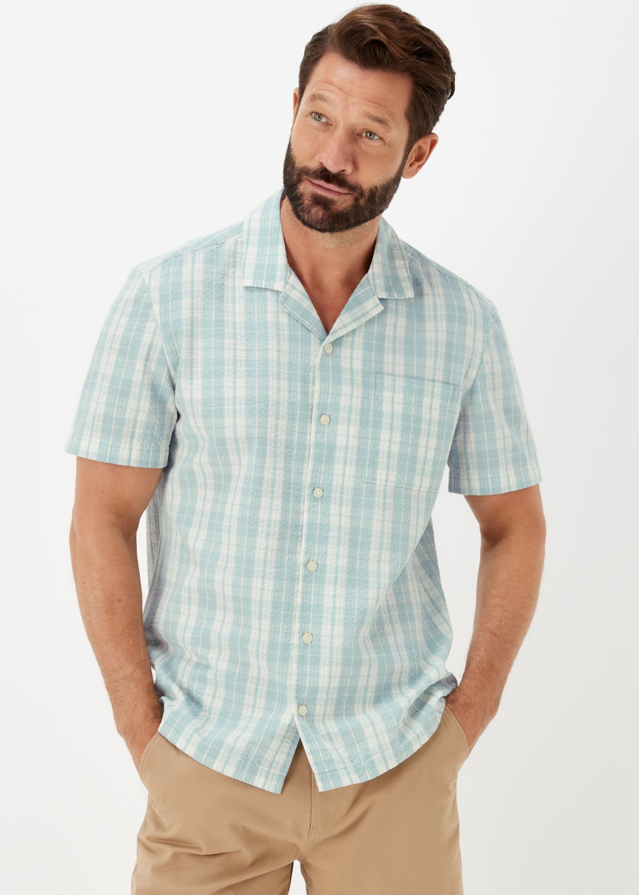 Lincoln Mint Check Print Seersucker Short Sleeve Shirt
