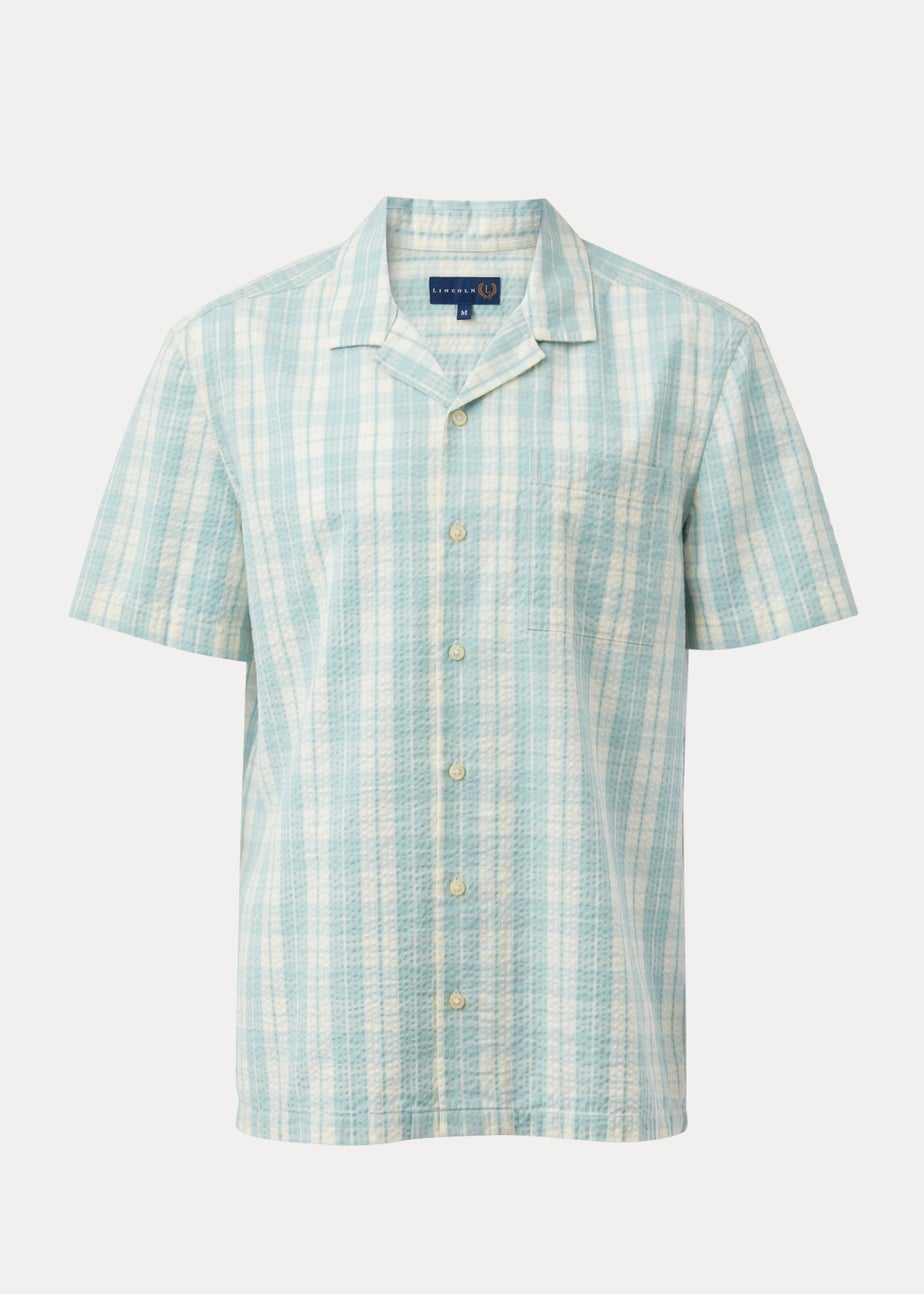 Lincoln Mint Check Print Seersucker Short Sleeve Shirt