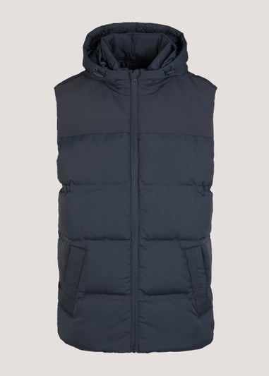 Navy Hooded Showerproof Gilet