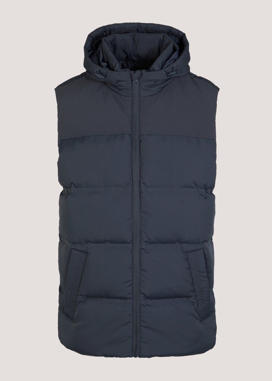 Navy Hooded Showerproof Gilet