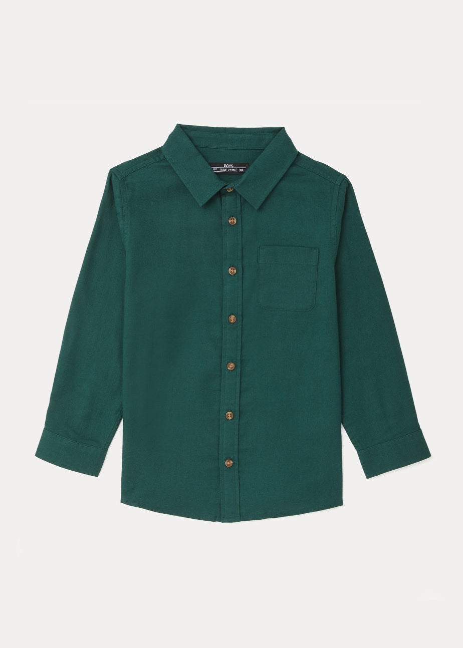 Boys Green Twill Shirt (4-13yrs)