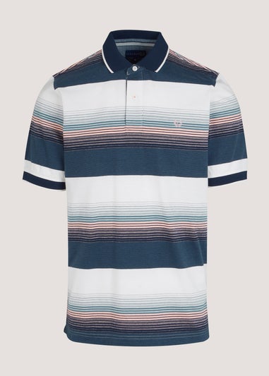 Lincoln Navy Stripe Block Polo Shirt
