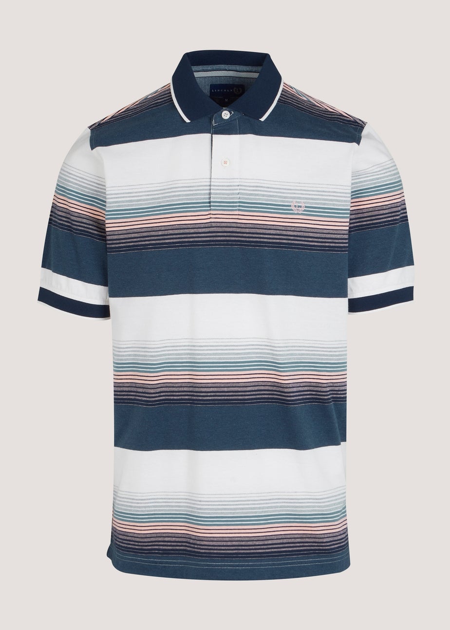 Lincoln Navy Stripe Block Polo Shirt