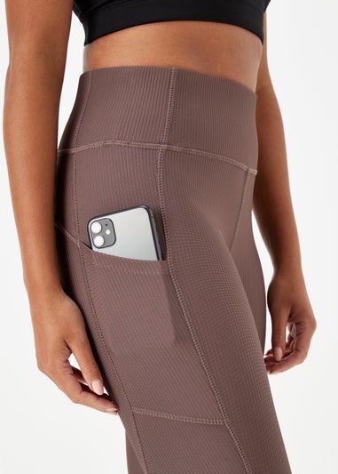 Souluxe Brown Ribbed Leggings