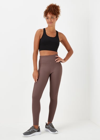 Souluxe Brown Ribbed Leggings