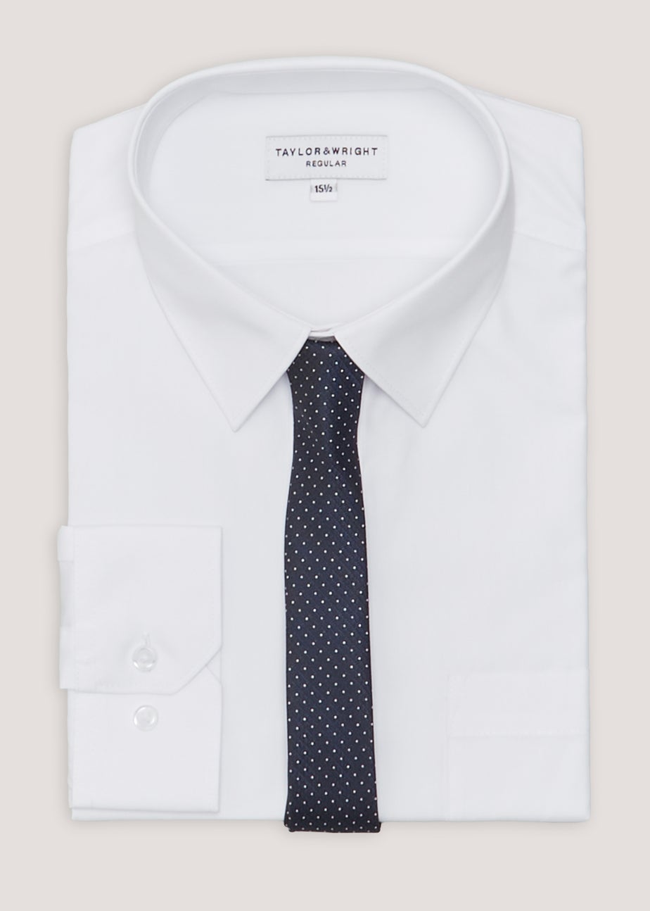 Taylor & Wright White Regular Fit Shirt & Tie Set