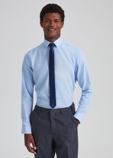 Taylor & Wright Blue Puppytooth Slim Fit Shirt & Tie