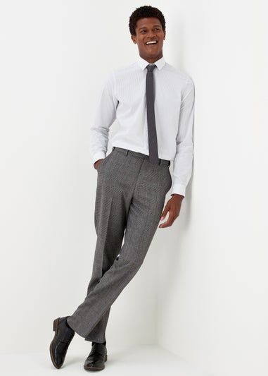 Taylor & Wright White & Grey Stripe Slim Fit Shirt & Tie