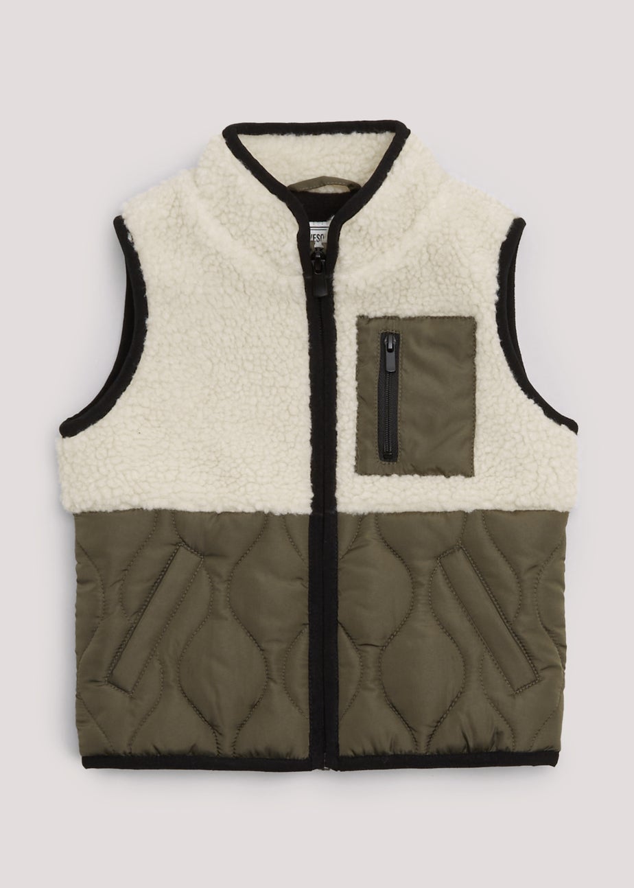 Boys Khaki Borg Gilet (9mths-6yrs)