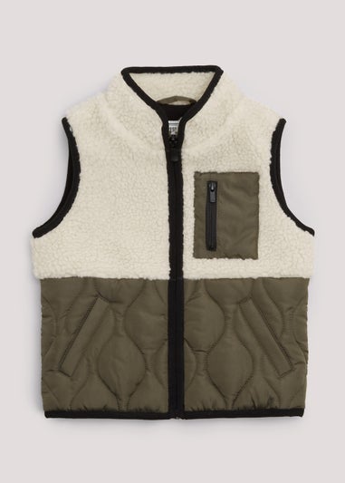Boys Khaki Borg Gilet (9mths-6yrs)