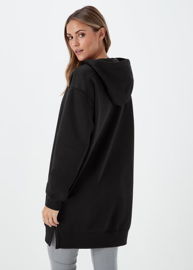 Black Essential Longline Hoodie