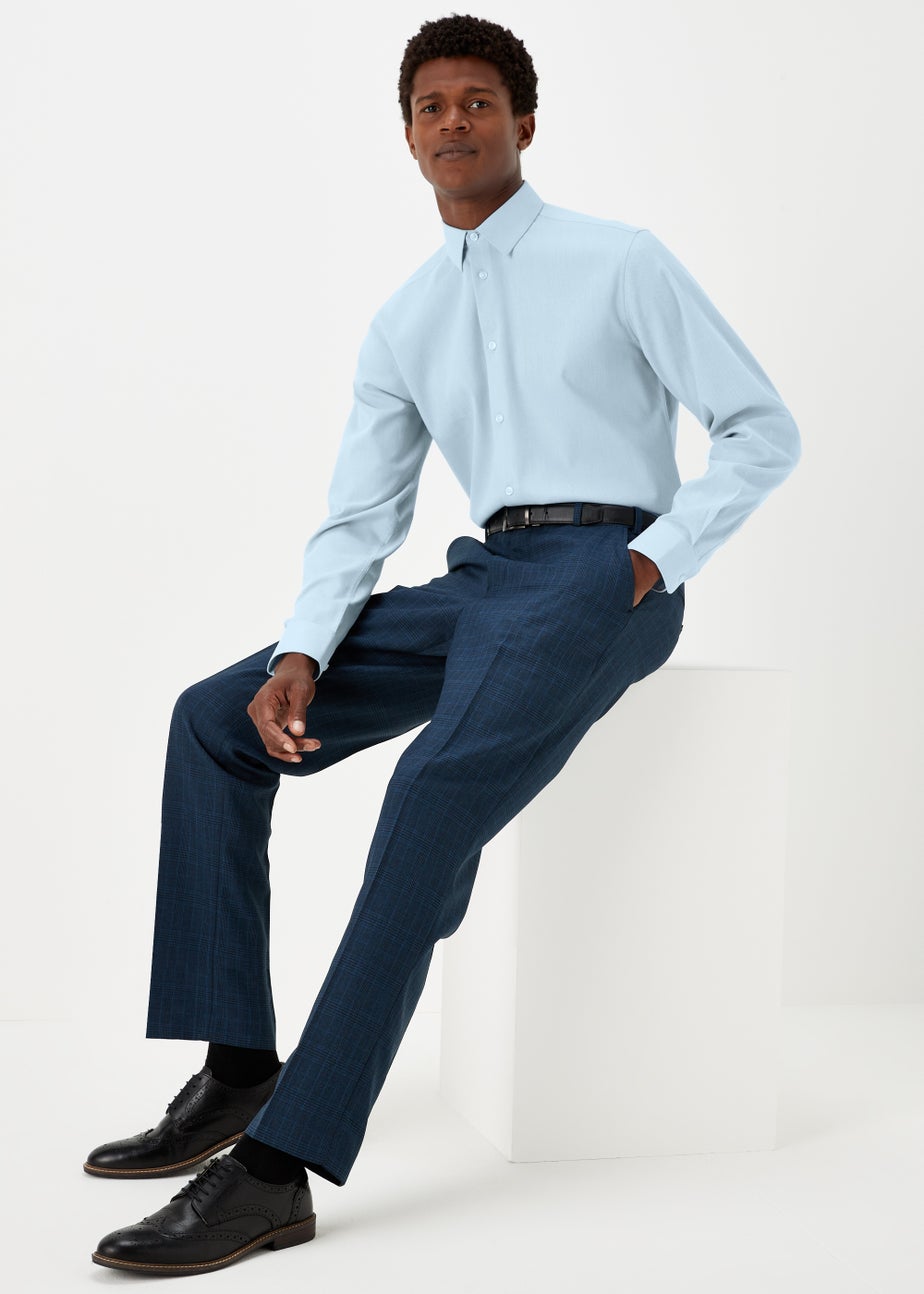 Taylor & Wright Blue Textured Regular Fit Shirt