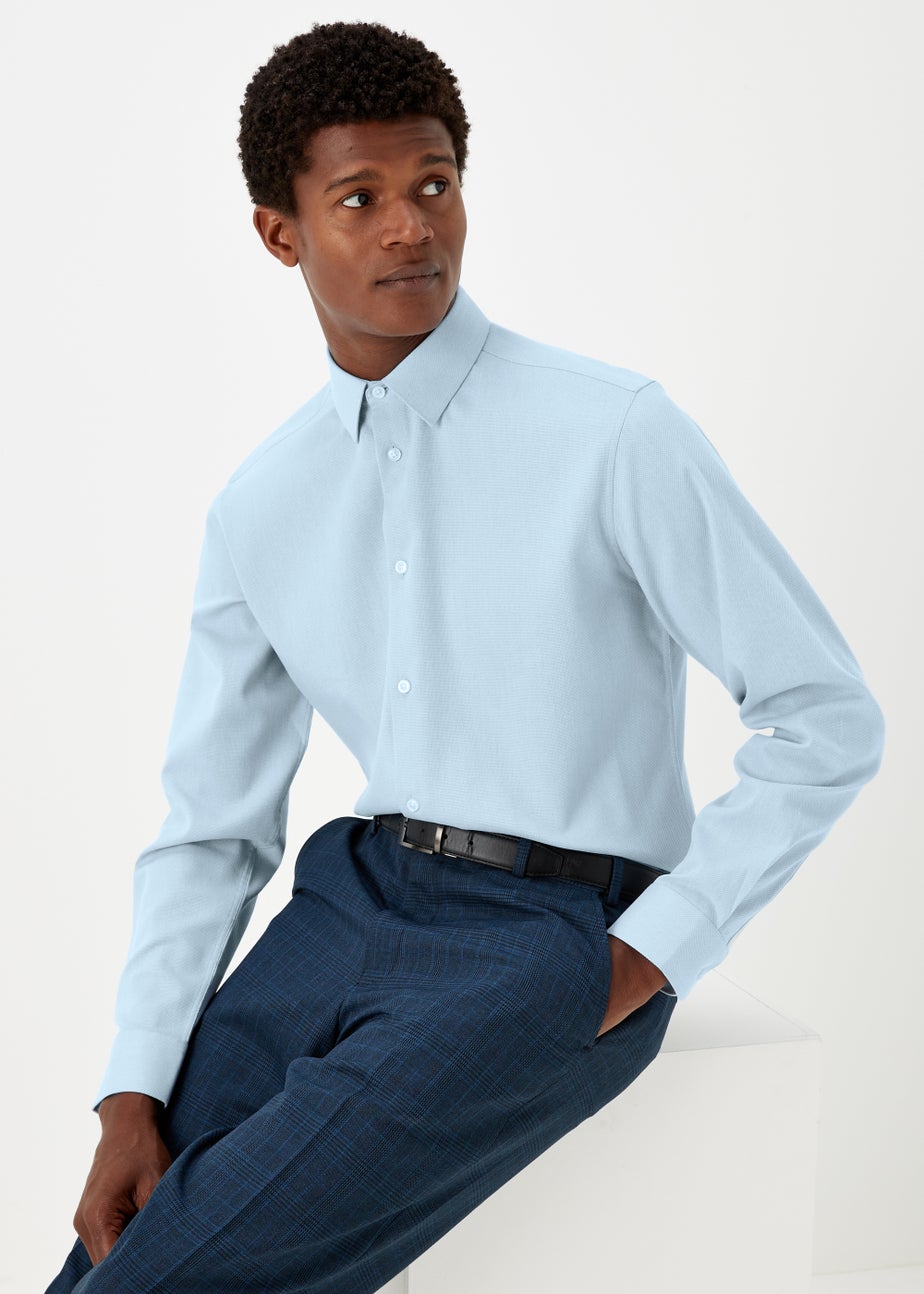 Taylor & Wright Blue Textured Regular Fit Shirt