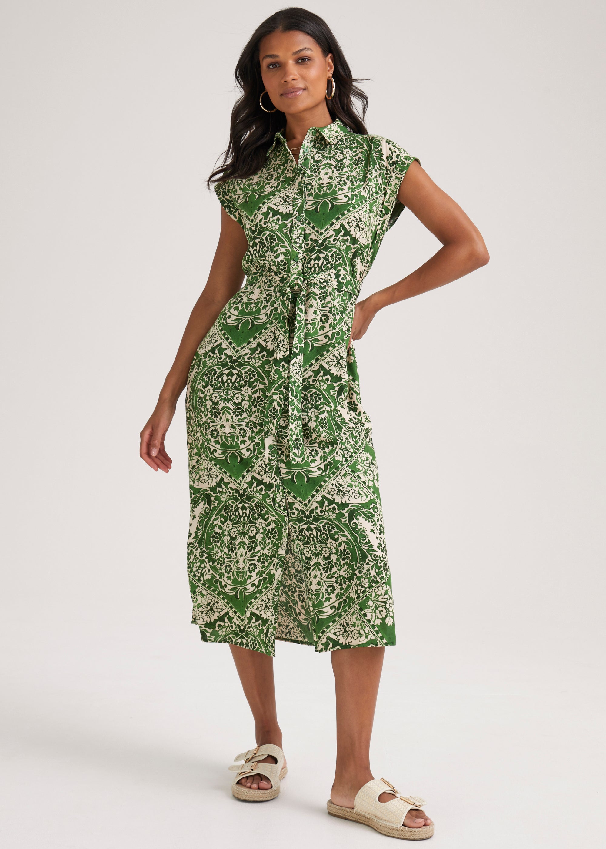 Papaya Petite Green Midi Shirt Dress - Matalan