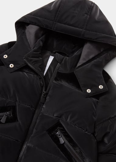 Girls Black Short Padded Coat (7-15yrs)