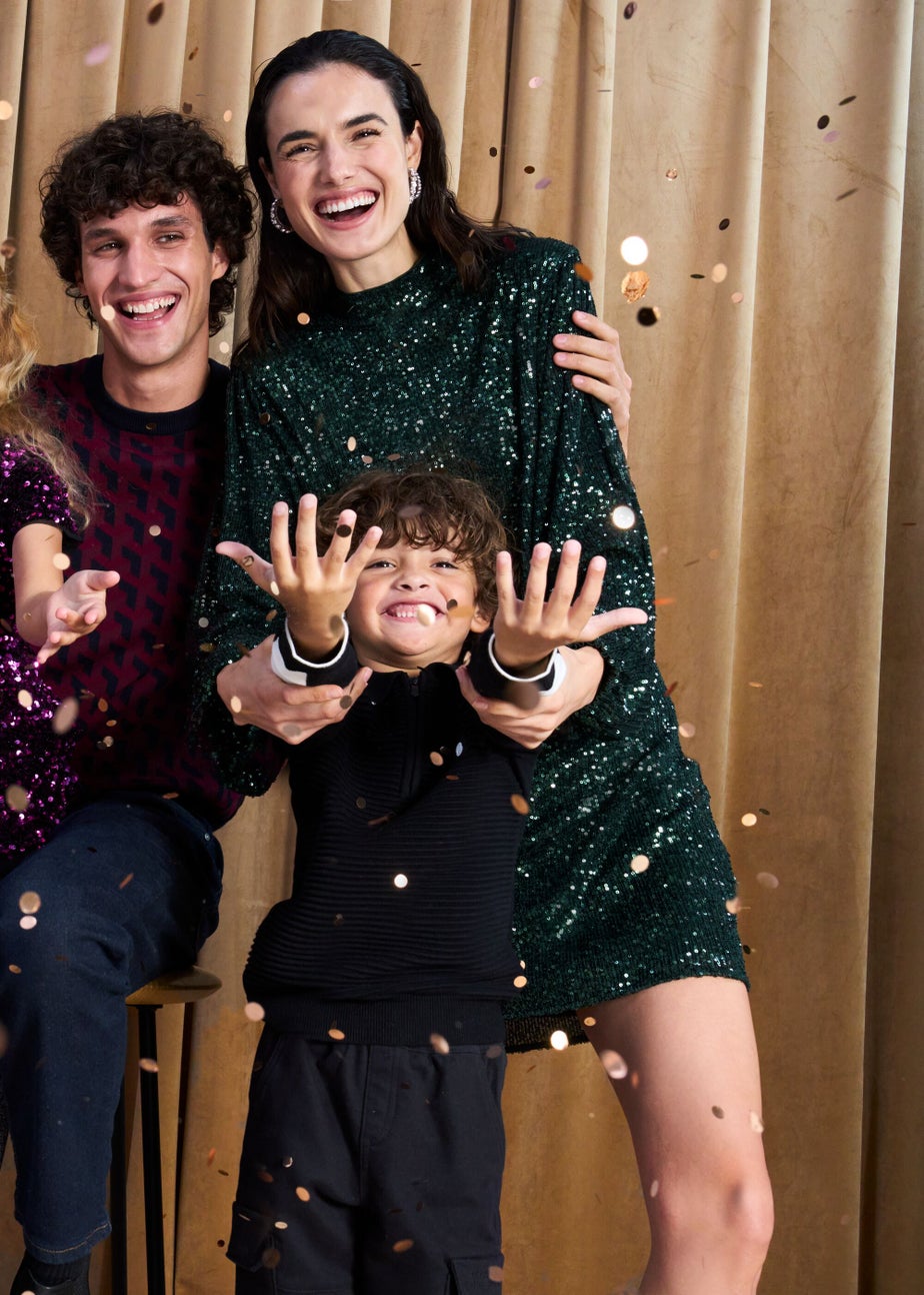 Boys Black Ottoman Zip Long Sleeve Polo Shirt (4-13yrs)