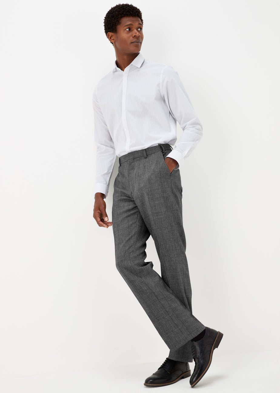 Taylor & Wright Grey Check Textured Flexi Waist Trousers