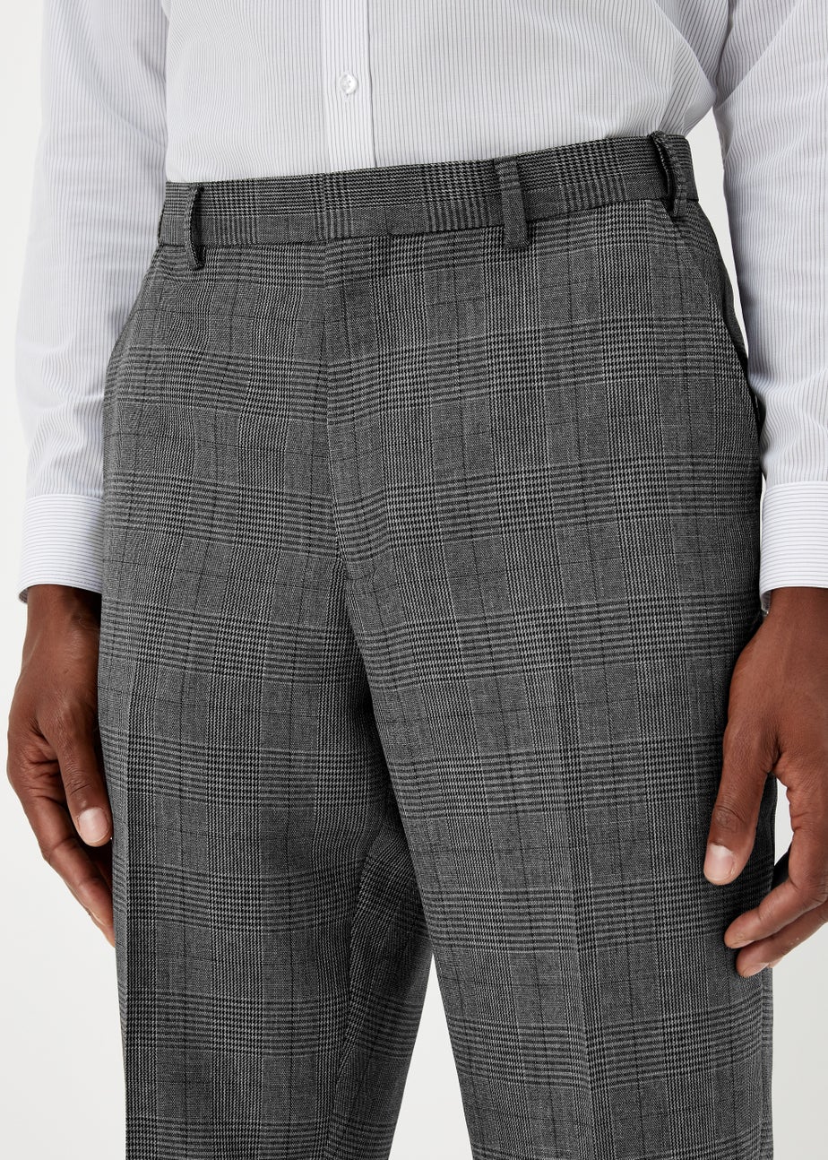 Taylor & Wright Grey Check Textured Flexi Waist Trousers