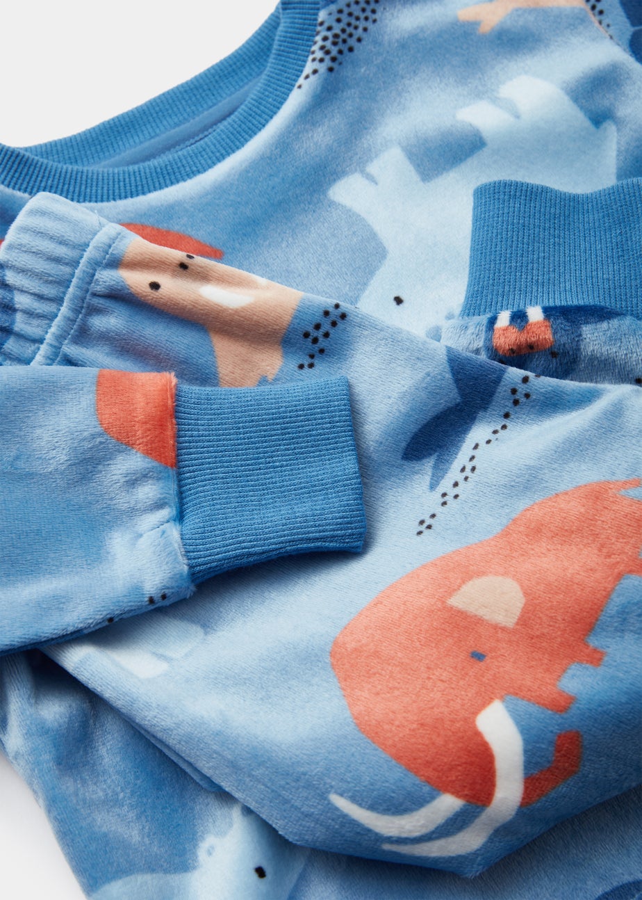 Boys Navy Animal Print Velour Twosie Pyjama Set (9mths-5yrs)