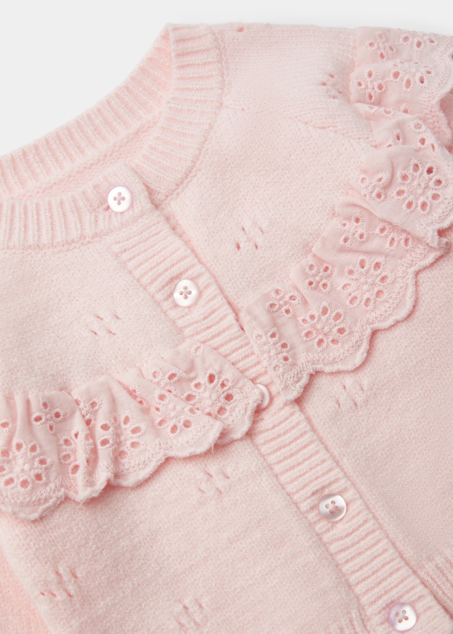 Baby Pink Pointelle Collar Cardigan (Newborn-23mths)