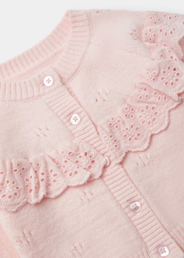 Baby Pink Pointelle Collar Cardigan (Newborn-23mths)