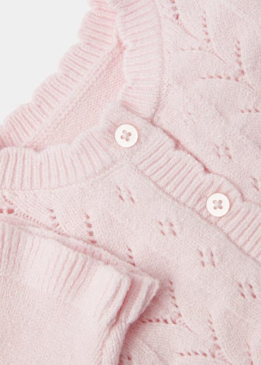 Baby Pink Crochet Knitted Cardigan (Newborn-23mths)