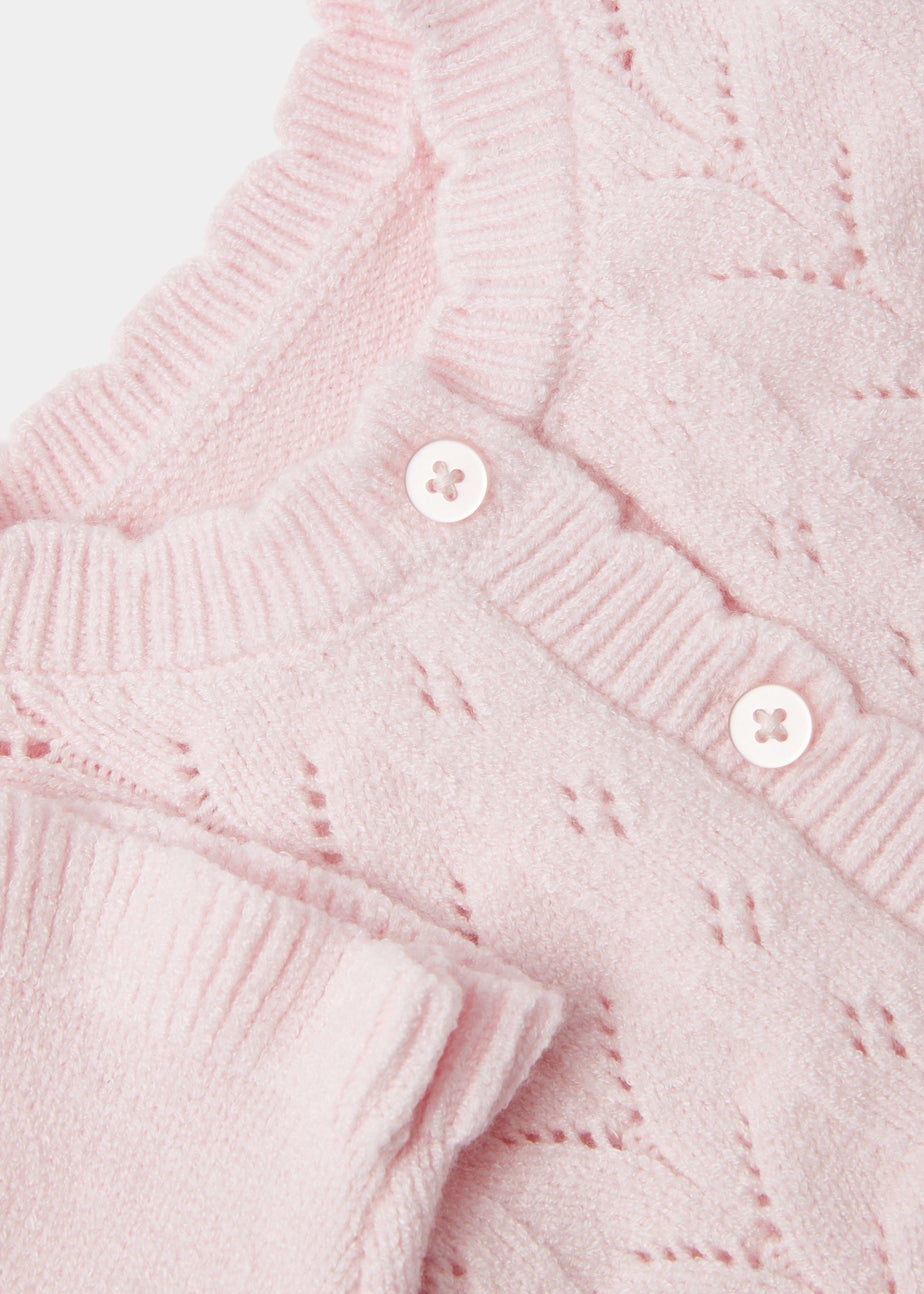 Baby Pink Crochet Knitted Cardigan (Newborn-23mths)