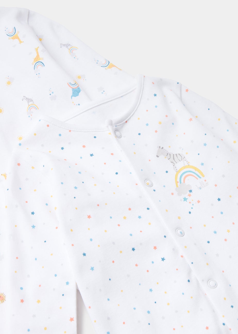 Baby 2 Pack Multicoloured Rainbow Safari Animal Sleepsuits (Newborn-23mths)