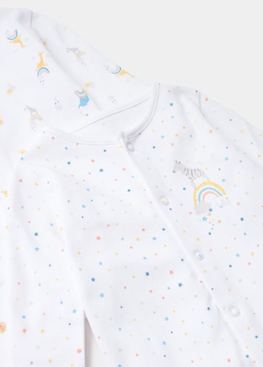 Baby 2 Pack Multicoloured Rainbow Safari Animal Sleepsuits (Newborn-23mths)