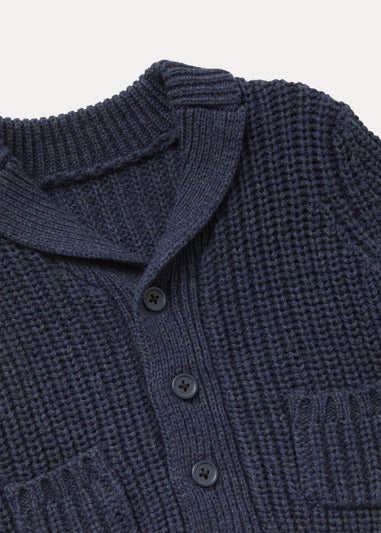 Baby Navy Fisherman Ribbed Cardigan (Newborn-23mths)
