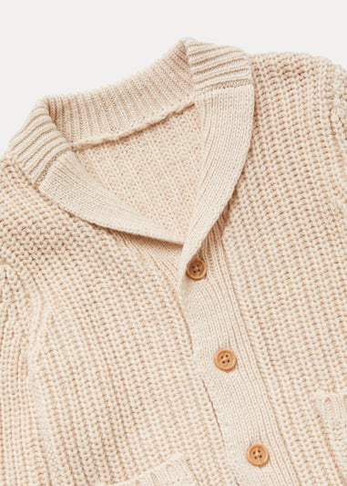 Baby Stone Fisherman Ribbed Cardigan (Newoborn-23mths)