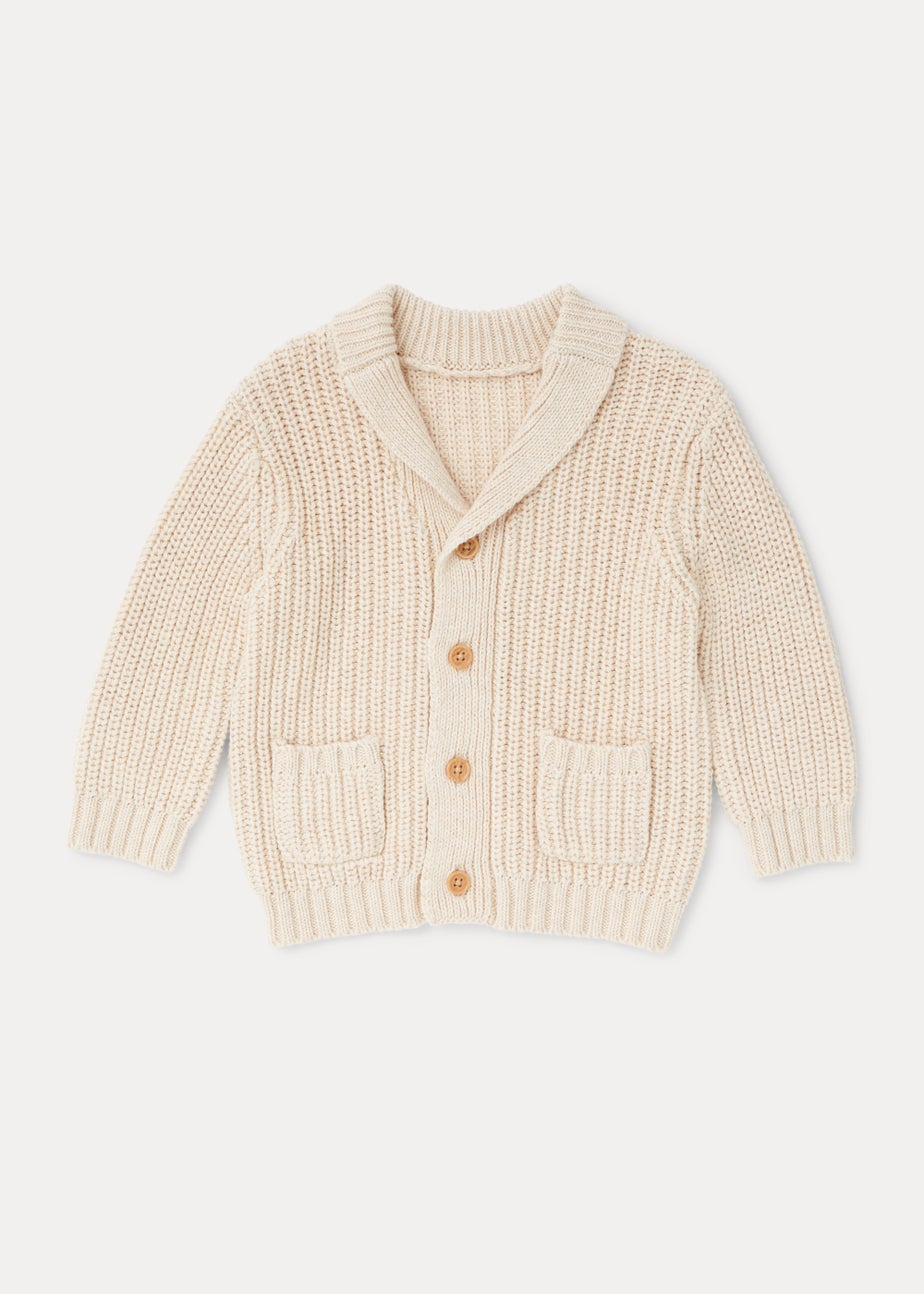 Baby Stone Fisherman Ribbed Cardigan (Newoborn-23mths)