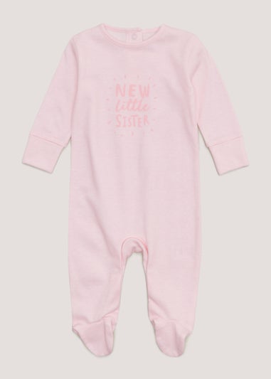 Baby Pink New Little Sister Sleepsuit (Tiny Baby-18mths)