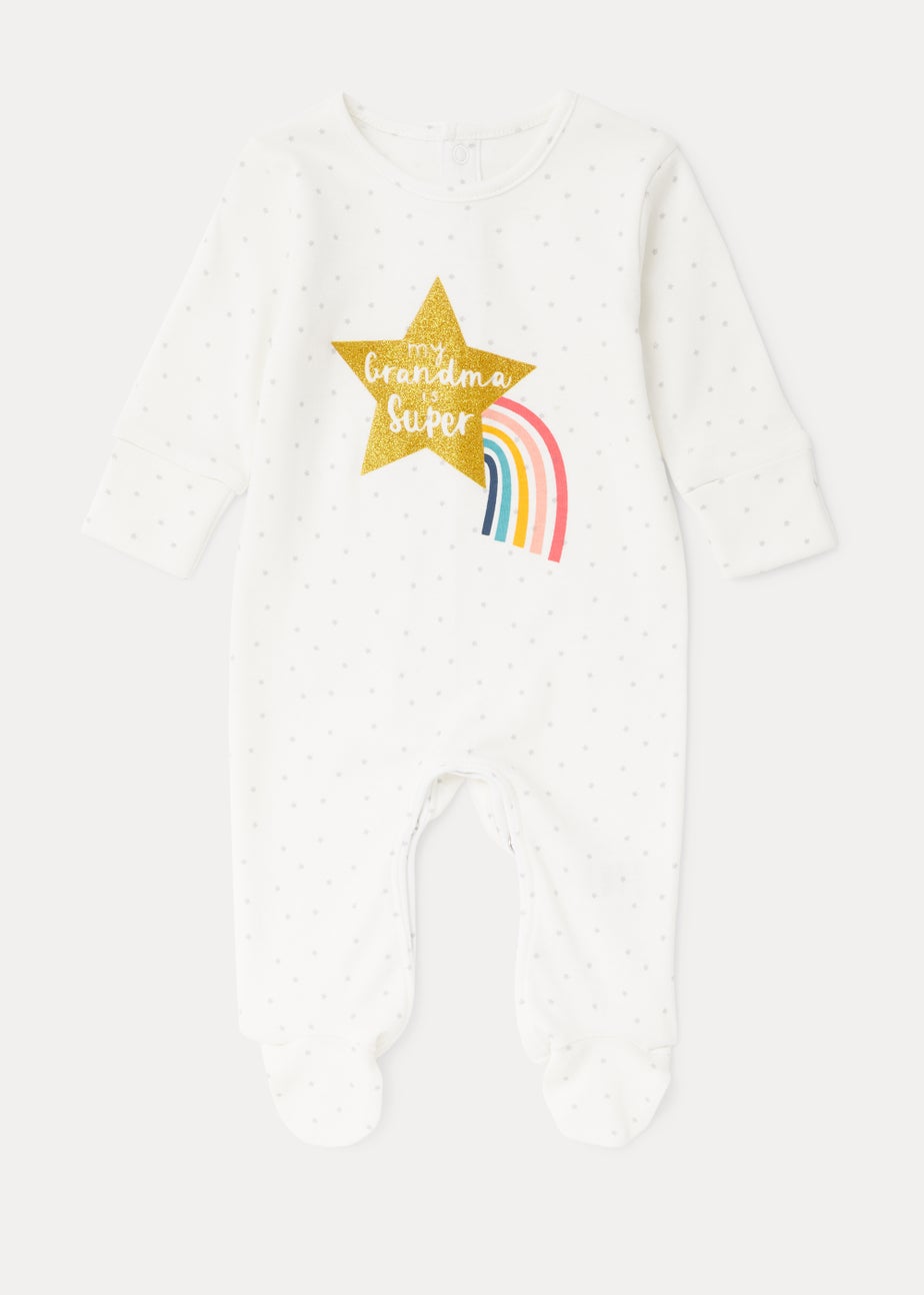 Baby Cream Grandma Star Print Sleepsuit (Tiny Baby-18mths)