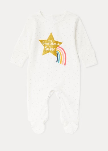 Baby Cream Grandma Star Print Sleepsuit (Tiny Baby-18mths)